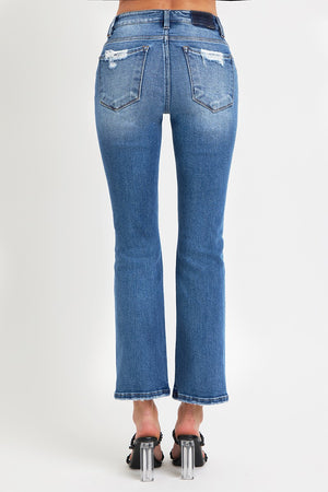 RISEN Mid Rise Ankle Straight Leg Jeans