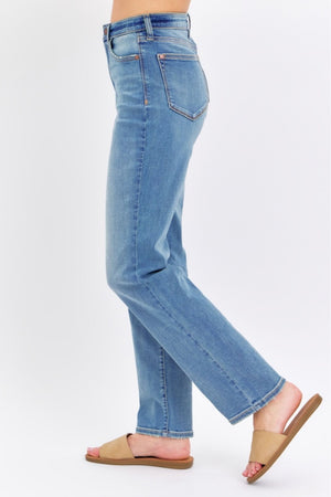 Judy Blue High Waist Classic Straight Leg Relaxed Non Distressed Jeans