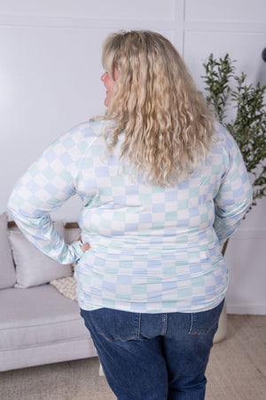 Blair Long Sleeve Top - Blue and Mint Checker by Michelle Mae