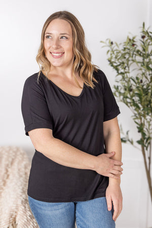 Bamboo V Neck Tee - Black by Michelle Mae