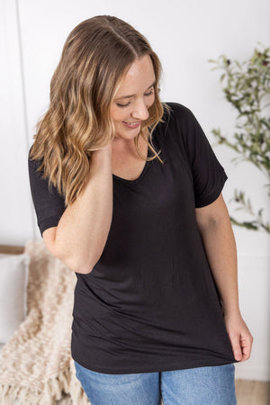 Bamboo V Neck Tee - Black by Michelle Mae
