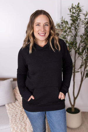 Tatum Textured Pullover Hoodie - Black by Michelle Mae