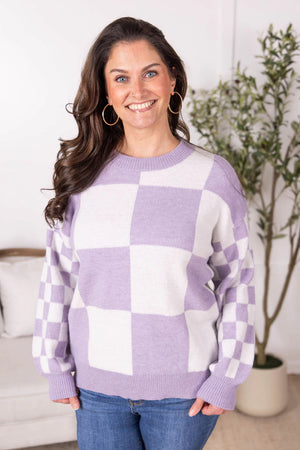 Checkered Pullover Sweater - Lavender by Michelle Mae