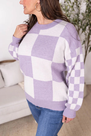 Checkered Pullover Sweater - Lavender by Michelle Mae