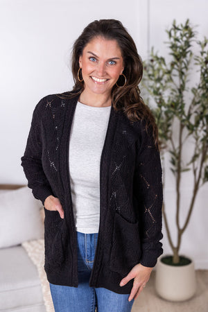 Open Knit Cardigan - Black by Michelle Mae