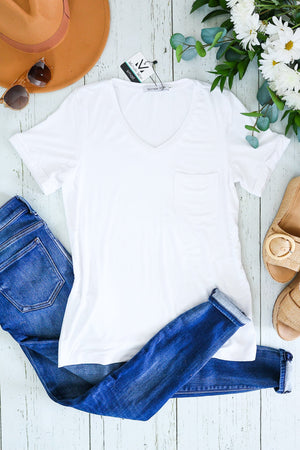 Sophie Pocket Tee - White by Michelle Mae