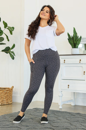 Squat Proof Athleisure Leggings - Charcoal Leopard by Michelle Mae
