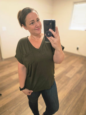 Sierra Pocket Top - Olive by Michelle Mae