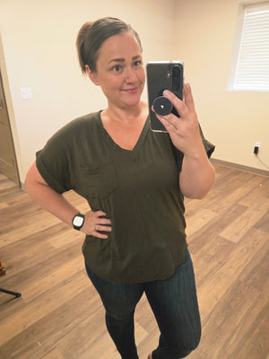 Sierra Pocket Top - Olive by Michelle Mae