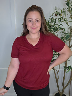 Sophie Pocket Tee - Burgundy by Michelle Mae