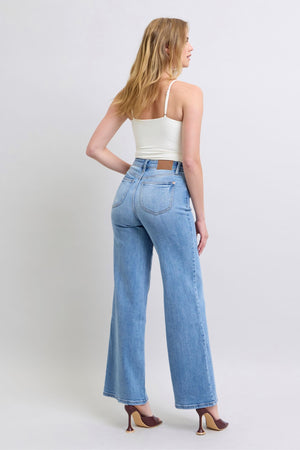 Judy Blue High Waist Wide Leg Vintage Wash Retro Jeans