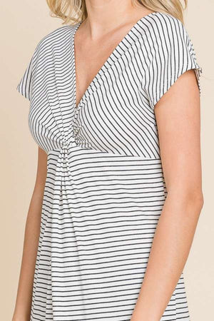 Black Striped Twisted Detail Dress