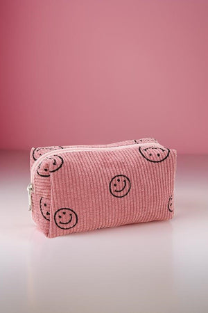 Zenana Smiley Face Corduroy Cosmetic Pouch - 6 colors