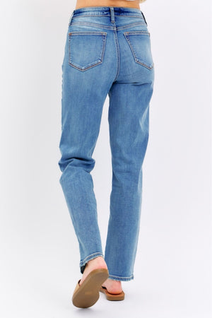 Judy Blue High Waist Classic Straight Leg Relaxed Non Distressed Jeans