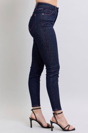 Judy Blue High Waist Heart Shaped Back Pockets Dark Wash Skinny Jeans