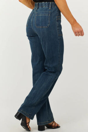 Judy Blue High Rise Elastic Waist Vintage Straight Leg Jeans