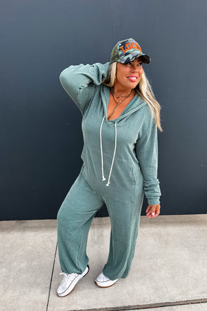 PREORDER: Ribbed Hayden Hoodie Jumpsuit Jogger by Blakeley - 4 colors