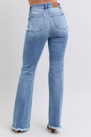 Judy Blue High Waist Frayed Hem Bootcut Jeans Tall