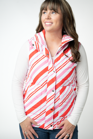 PREBOOK Remy Zip Up Vest - Candy Cane