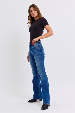 Judy Blue Mid Rise Thermal Non Distressed Bootcut Jeans