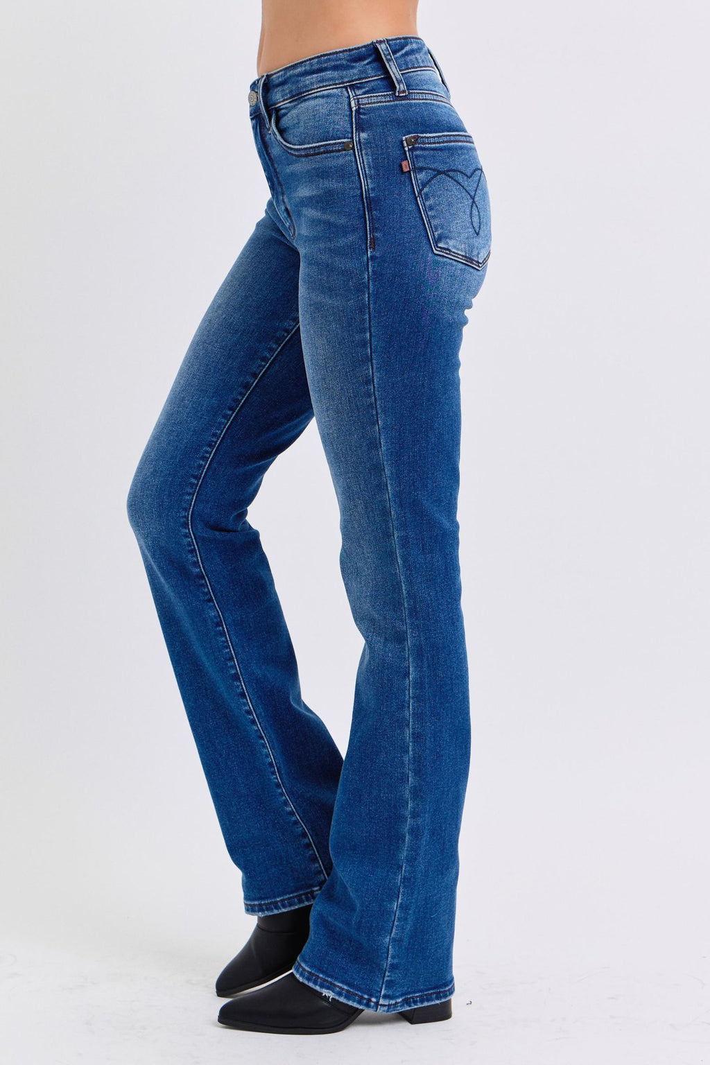 Judy Blue Mid Rise Thermal Non Distressed Bootcut Jeans