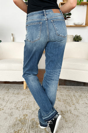 Judy Blue Mid Rise Release Hem Dad Fit Jeans