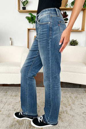 Judy Blue Mid Rise Release Hem Dad Fit Jeans