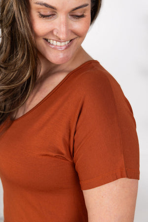 Chloe Cozy Tee - Rust by Michelle Mae