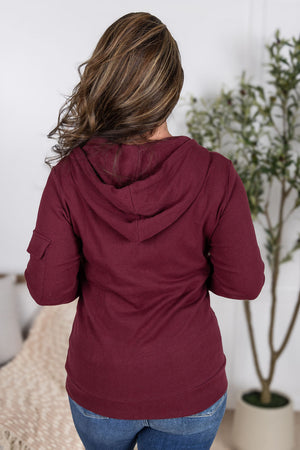 Pixie Pocket Halfzip Hoodie - Burgundy by Michelle Mae