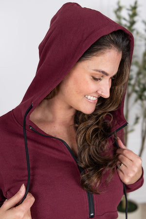 Pixie Pocket Halfzip Hoodie - Burgundy by Michelle Mae