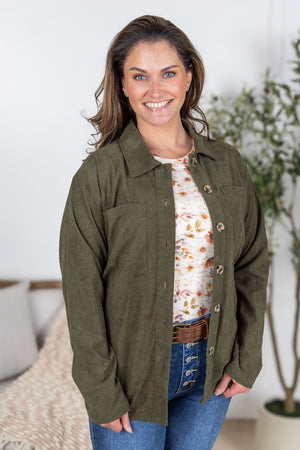 Lightweight Corduroy Button Down - Olive by Michelle Mae
