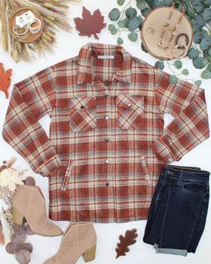 PREBOOK Norah Shacket - Brick Plaid