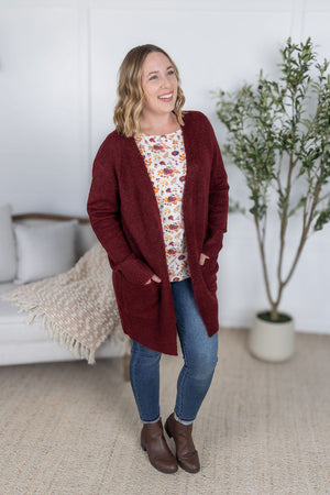 Madison Cozy Cardigan - Burgundy by Michelle Mae