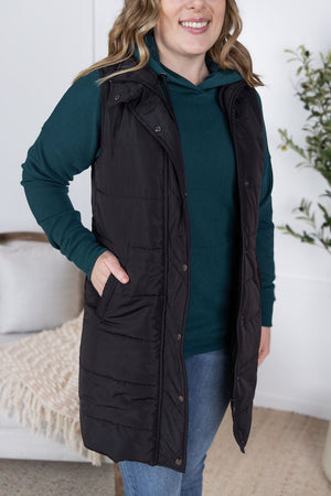 Harlow Long Vest - Black by Michelle Mae