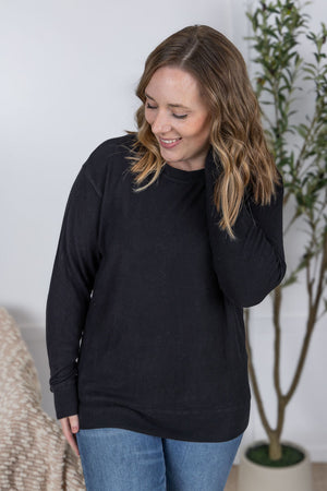 Corrine Ribbed Pullover Top - Black by Michelle Mae RESTOCK