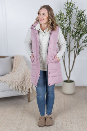Harlow Long Vest - Blush by Michelle Mae
