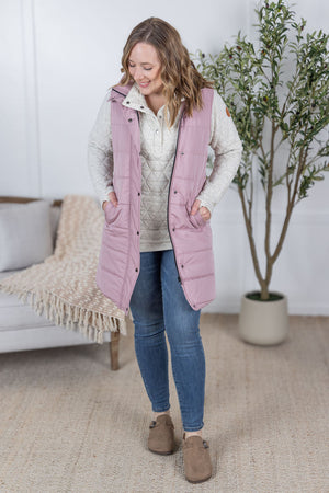 Harlow Long Vest - Blush by Michelle Mae
