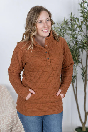 Geometric Button Snap Pullover - Rust by Michelle Mae