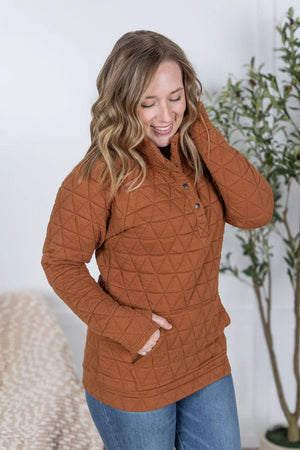 Geometric Button Snap Pullover - Rust by Michelle Mae