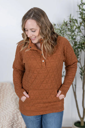 Geometric Button Snap Pullover - Rust by Michelle Mae