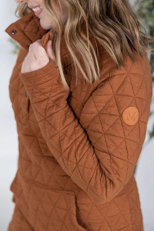 Geometric Button Snap Pullover - Rust by Michelle Mae