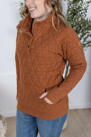 Geometric Button Snap Pullover - Rust by Michelle Mae