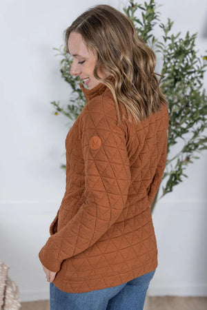 Geometric Button Snap Pullover - Rust by Michelle Mae