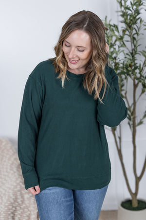 Corrine Ribbed Pullover Top - Hunter Green by Michelle Mae