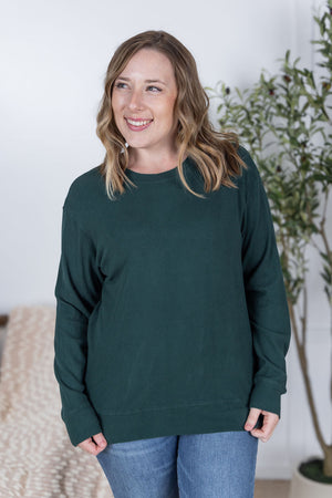 Corrine Ribbed Pullover Top - Hunter Green by Michelle Mae