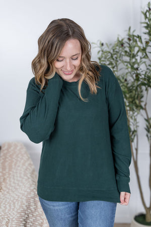 Corrine Ribbed Pullover Top - Hunter Green by Michelle Mae