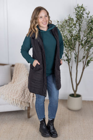 Harlow Long Vest - Black by Michelle Mae