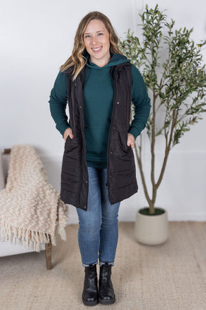 Harlow Long Vest - Black by Michelle Mae