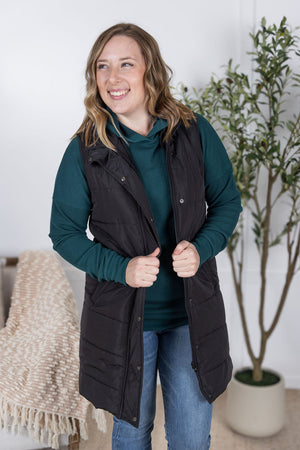 Harlow Long Vest - Black by Michelle Mae