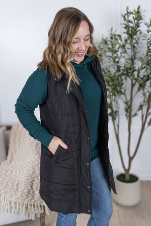 Harlow Long Vest - Black by Michelle Mae